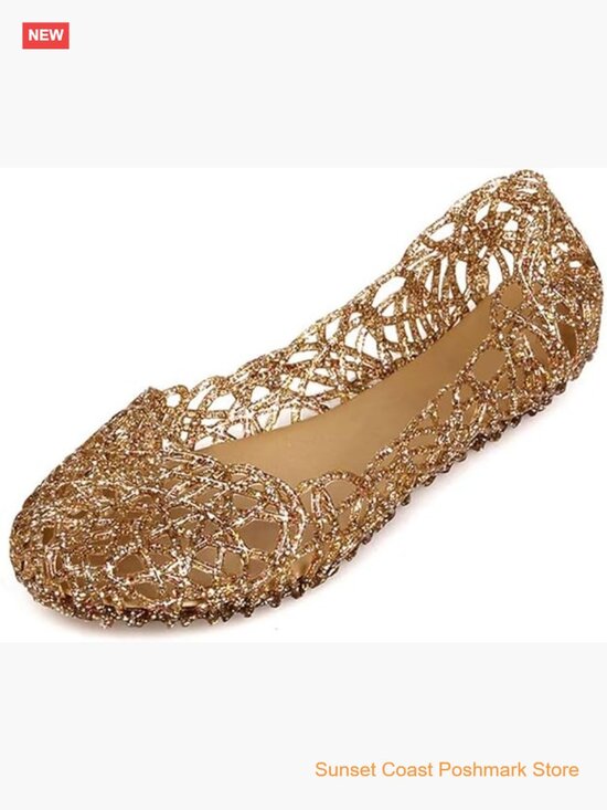 Shoes - Jelly Ballet Flats Slip On Loafers Hollow Out Lightweight Casual Summer Shoes